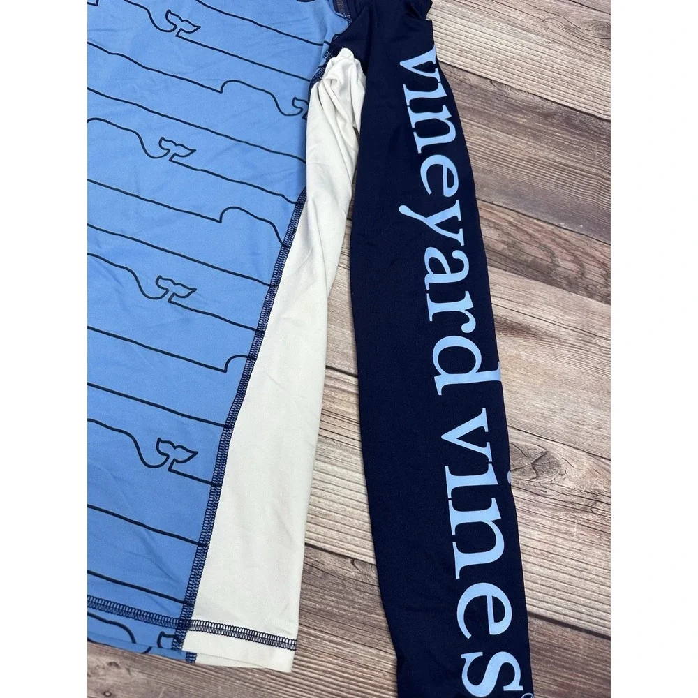 VINEYARD VINES WHALE LINE GRAPHIC RASH GUARD SHIRT WOMEN'S  BLUE‎ XS